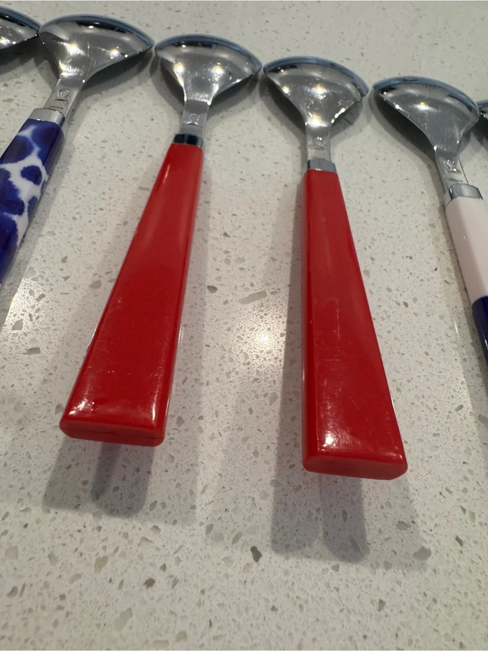 Crate & Barrel Como Paola Navone Flatware Red Blue Handles Stainless Steel 24 pc